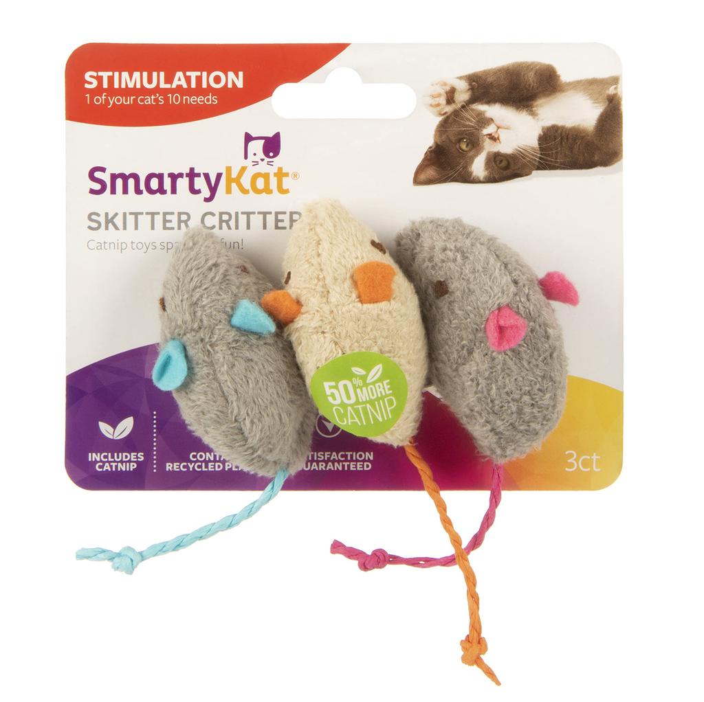 Worldwise SmartyKat SkitterCritters Catnip Mice Throwing Toys (3-Pack)