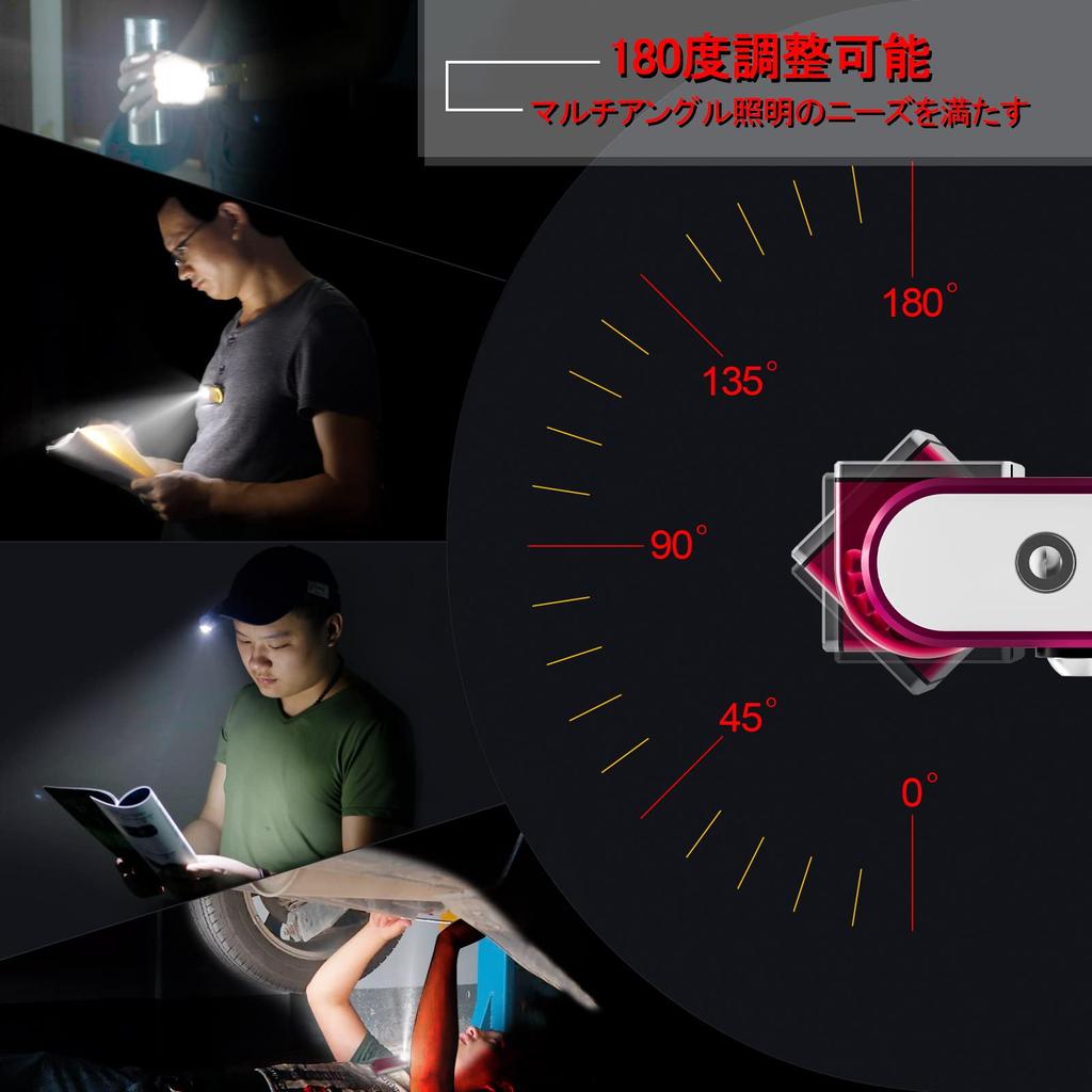 GING UV FLASHLIGHT Rechargeable Flashlight with 180-Degree Rotating Head, 7 Light Modes, and Battery Level Indicator, Mini Key Clip LED Flashlight