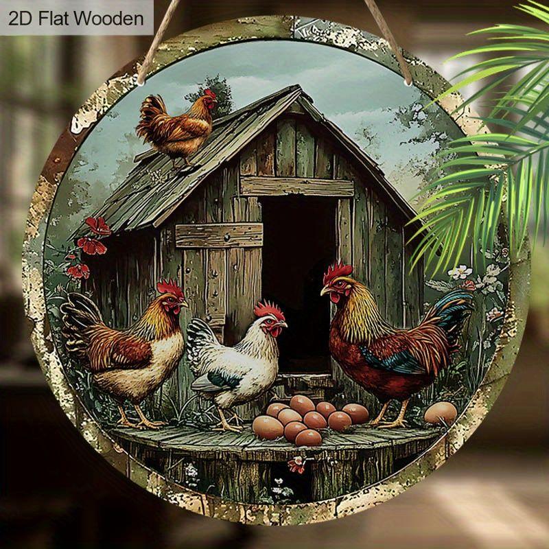 

2D плоские подвесные декоративные таблички, украшение для интерьерной стены или двери, украшение для сада, узор с куриным домиком, подарки на новоселье для друзей