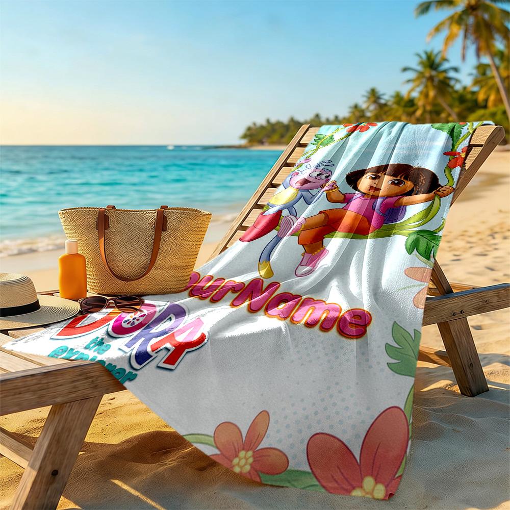 Dora Explorer Personalized Name Beach Towel Super Soft Microfiber Quickdry Fabric Suitable for Sports Travel Swimming Yoga Bathroom Beach And Pool