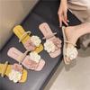Fashion Flat Shoes Female Slippers Casual Slides Low Flower Luxury Soft Floral Fashion Shoes Woman 2025 Slippers Flat Flower Luxury Slid