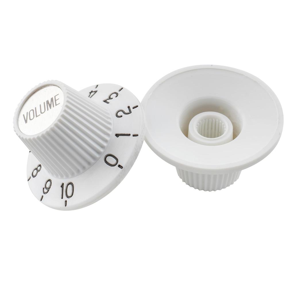 Musiclily Pro Top Hat Sombrero Inch for Volume and Tone Controls of Electric White 2 TONE Knob, Knob, Standard, Guitar/Bass Amplifiers, (2 VOL. + Set)