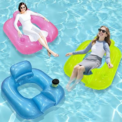 Inflatable Pool Float Adult Pool Floaties Lounger Floats Floating Chair Raft With Backrest Water Floaty Lake Beach Party Toys