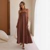 European and American Off-the-shoulder Beach Skirt New Sleeveless Suspender Polka Dot Long Dress Casual Dress