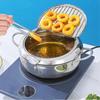 Sartén Freidora de Tempura de Acero Inoxidable 2.2/3.2/4.2L Olla Freidora Mini Freidora de Cocina Fritura de Papas Fritas