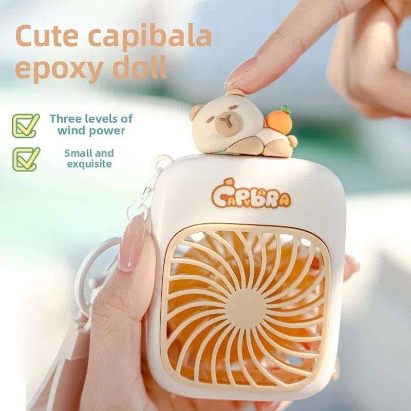 2025 Ventilator Mini Portabil Drăguț Capibara, Ventilator Mic de Mână, Încărcare, 3 Viteze, Ventilator de Mână, Potrivit pentru Birou, Exterior, Călătorie