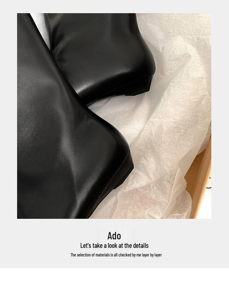 British-Style Ankle Boots - Autumn 2024 Cowhide Square Toe, Low Heel, Slim European-American Workwear