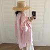 Pink Bow Print Shirt for Women, Spring/summer New Sweet Loose Long-sleeve Sun-protective Shirt, Mid-length Top