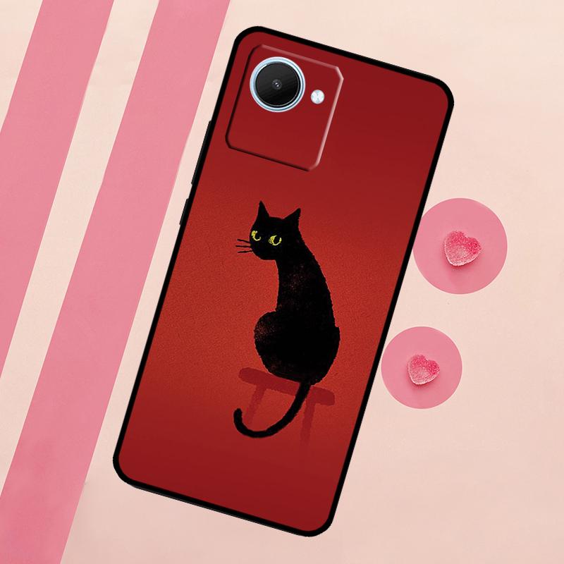

Черный Кот Лицо Китти Для Realme 10 11 12 13 14 Pro Plus C55 C71 C75 C67 C63 C61 C53 C35 C65 GT6 GT7 15 Pro Чехол Realme C31