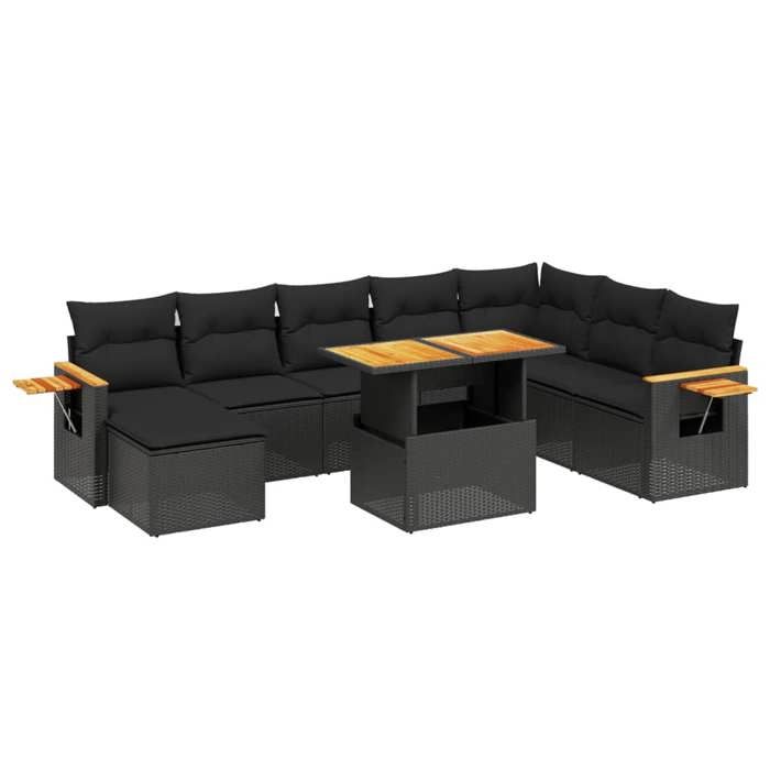 VidaXL Garden Lounge Set with Cushions 9 Pcs, Patio Sofas, Patio Furniture Set, Outdoor Furniture, Black 3273652