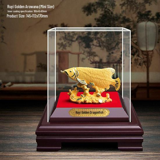 Flocked Sand Gold Dragon Fish Ornament - Annual Gift for Wealth & Home Decoration