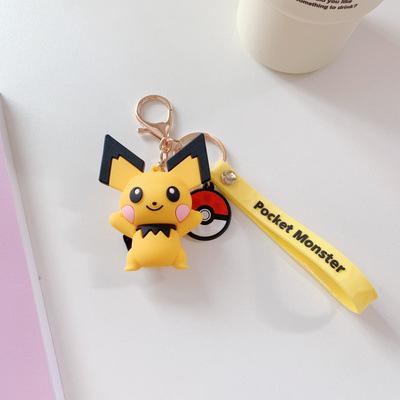 Silicone Keychains Pikachu Charmander Snorlax Bag Charms Anime Backpack Pendants Decor Accessories Kids Toys
