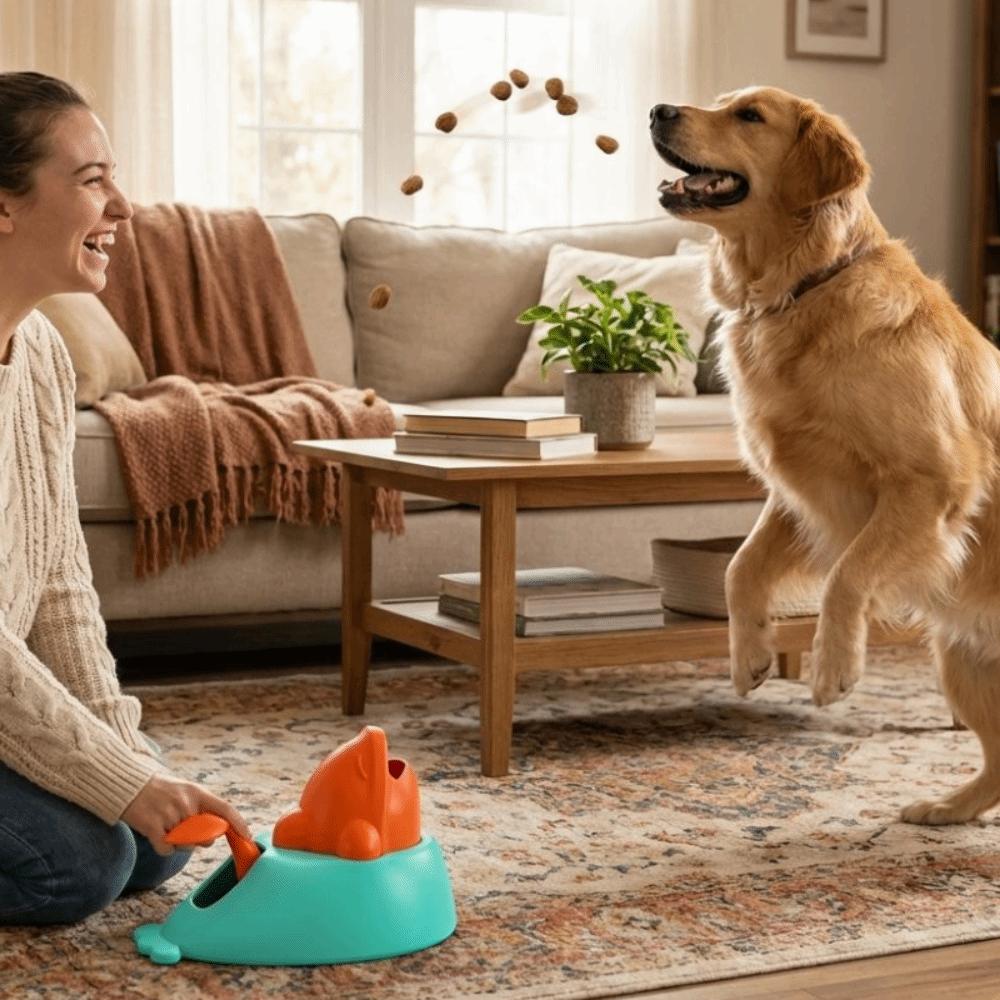 Fun Whale Shape Pet Treat Dispenser Toy Press Mechanism Anti-slip Base Food Puzzle Toy Plastic Dog Slow Feeder Cat Enrichment