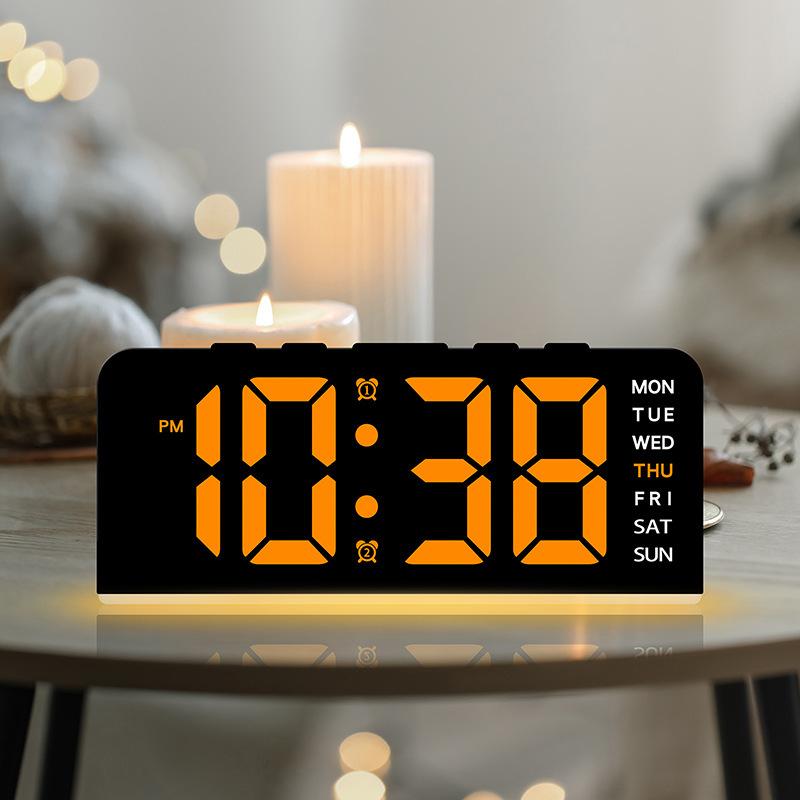 New LED Large Word Digital Clock Aura Light Date Sleeping Table Clock Multifunctional Digital Alarm Clock
