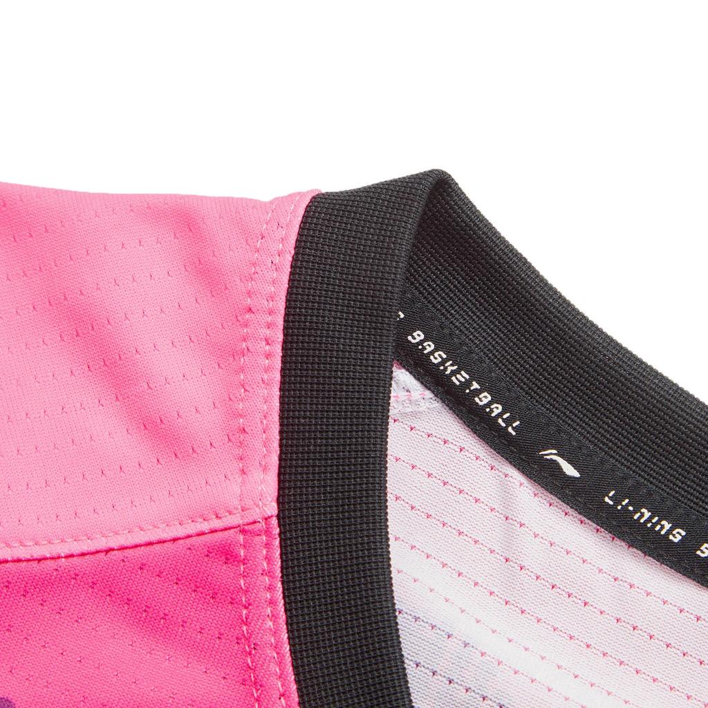 Kamizelka do koszykówki Li Ning All Over Print z okrągłym dekoltem, wygodna, oddychająca, swobodna, męska, czerwono-fioletowa AAYU067-5