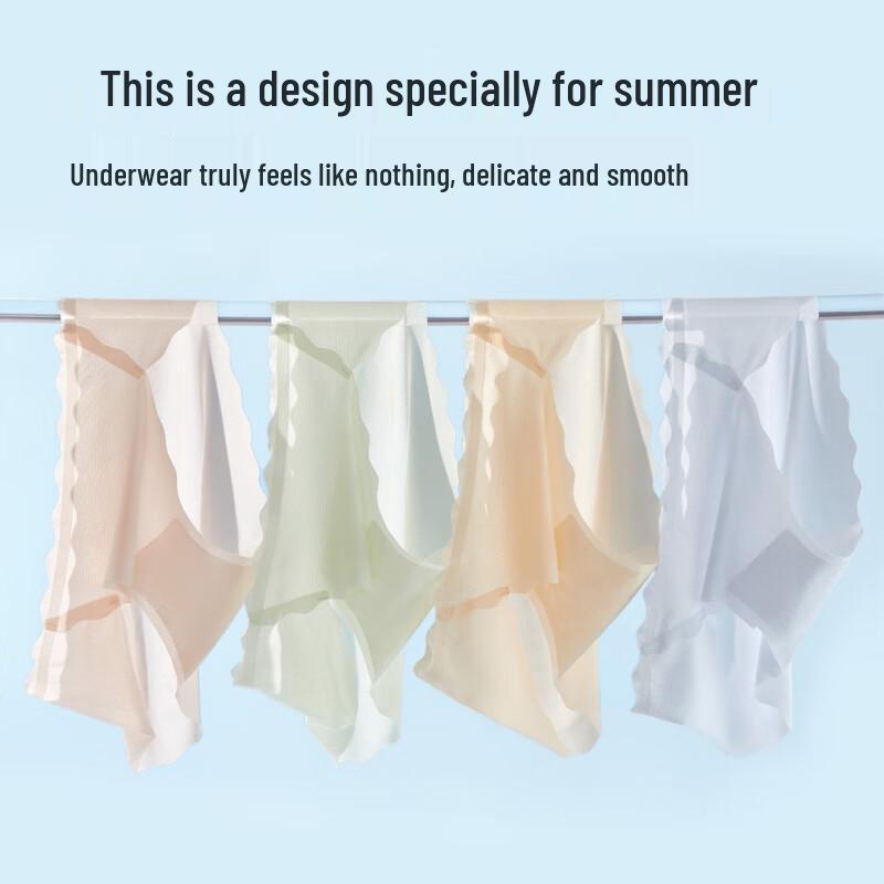 Easy Comfort Women's Ice Silk Seamless Briefs 4-Pack