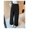 Herbst Vintage Gestreifte Lockere Damen Weite Hosen Knöpfe Frühling Hohe Taille Gerade Büro Voll Langes Hosen