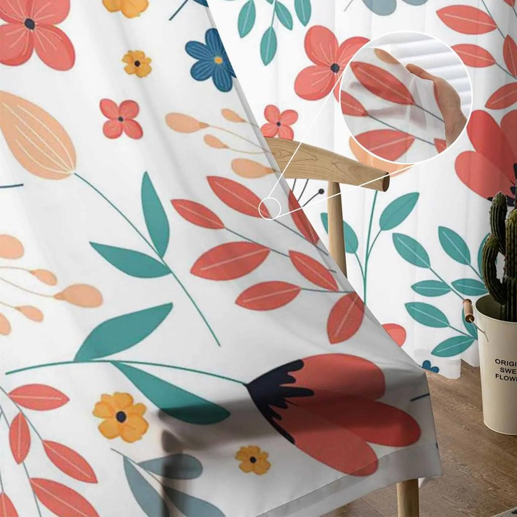 Ostern Frühling Blumen Vorhang Tüll dekorative transparente Vorhänge für Wohnzimmer Schlafzimmer Küche Hotel Home Fensterpaneele