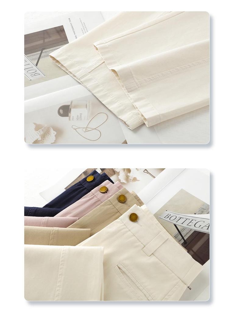Pink Slim-Fit Straight-Leg Women's Pants: 2025 High-Waisted, Loose, Wide-Leg, Casual Spring and Autumn Style.