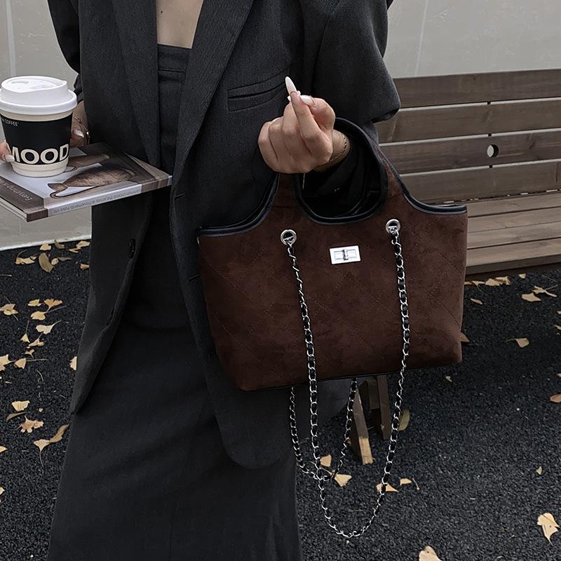 Large-capacity Commuter Tote Bag, Retro Suede Underarm Bag, Commuter Single-shoulder Handbag