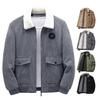 Men Autumn Winter Solid Color Jacket Lapel Long Sleeve Flap Pockets Zipper