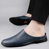 Summer Handmade Men Shoes Genuine Leather Slippers Casual Square Toe Slip-On Slides Mens Mules Shoes Trendy Quality Half Drag