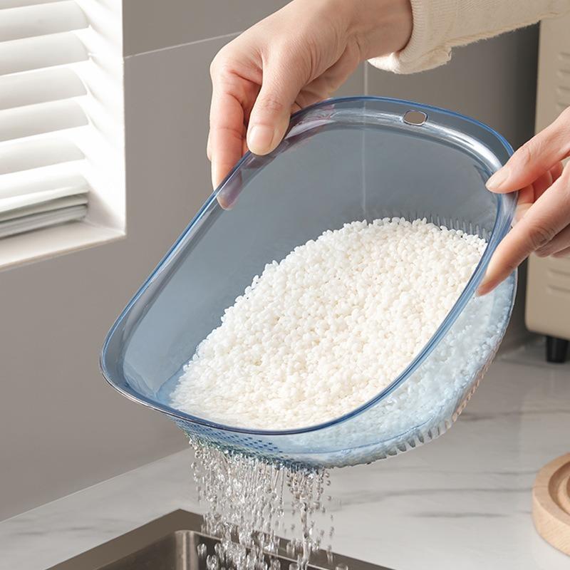 

Large Capacity Drain Basket Drain Bowl Household Sink Vegetable Basin Kitchen Rice Washing Colander Fruit Plate синий