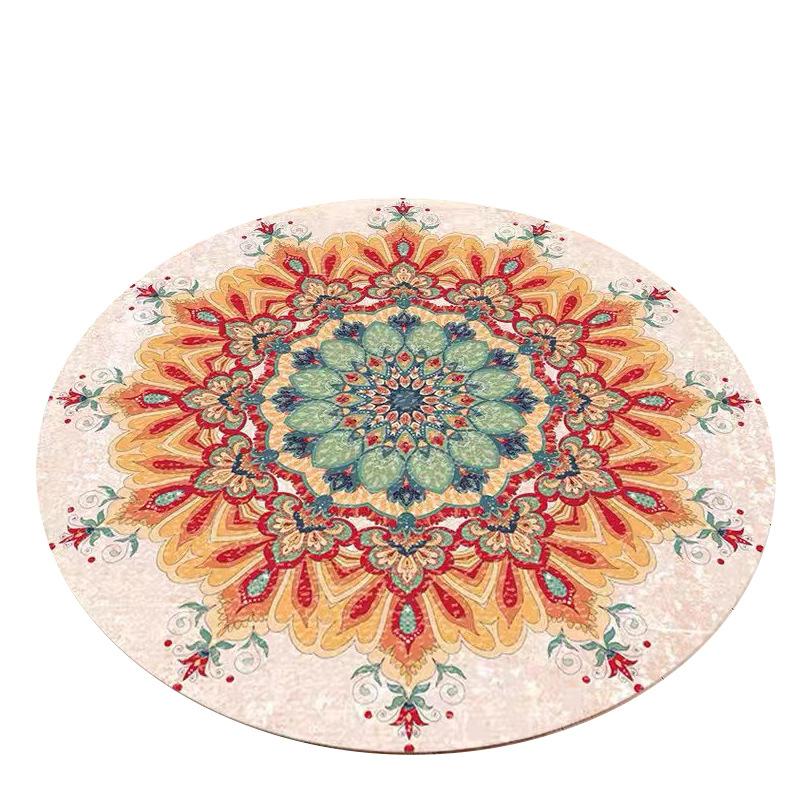 Alfombras redondas para sala de estar, decoración del hogar de área grande Floral Vintage, arte exótico IG bohemio de lujo, alfombras suaves de poliéster para dormitorio