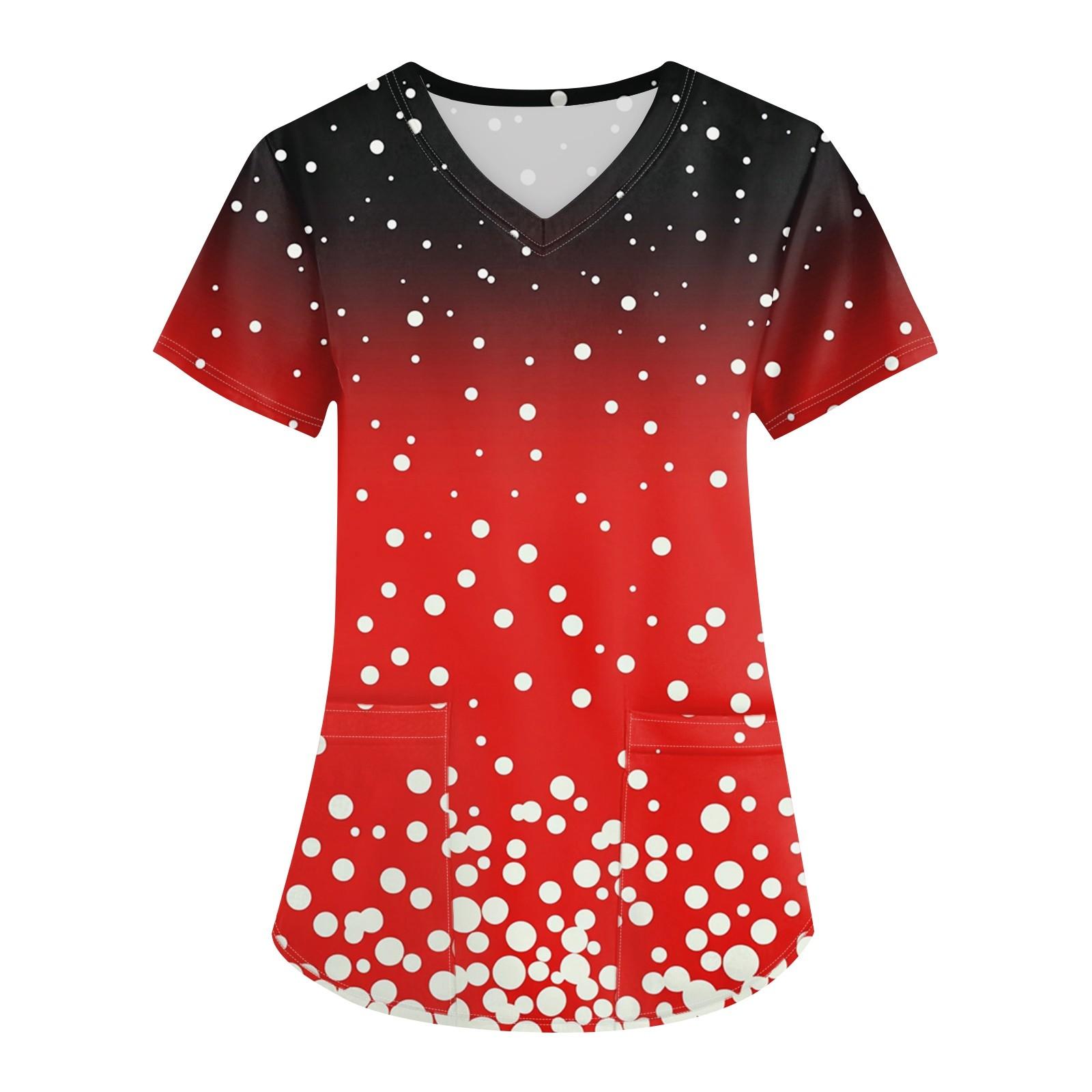 

Женская рождественская униформа с принтом, рабочая униформа, защитная рабочая форма с карманом и v-образным вырезом XL киноварь