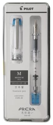 PILOT Penna Stilografica Prera Shikisaiai Trasparente Azzurro Chiaro PFPR1TLBM, Pennino Medio, Blu,