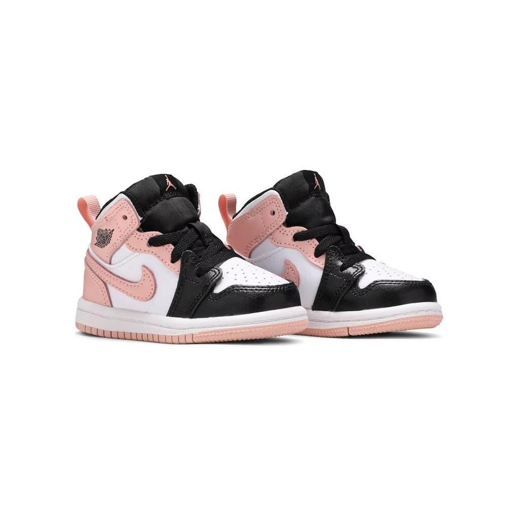 Air Jordan 1 Mid TD Crimson Tint Sneakers da Bambino Rosa Bianco Nero 640735-133
