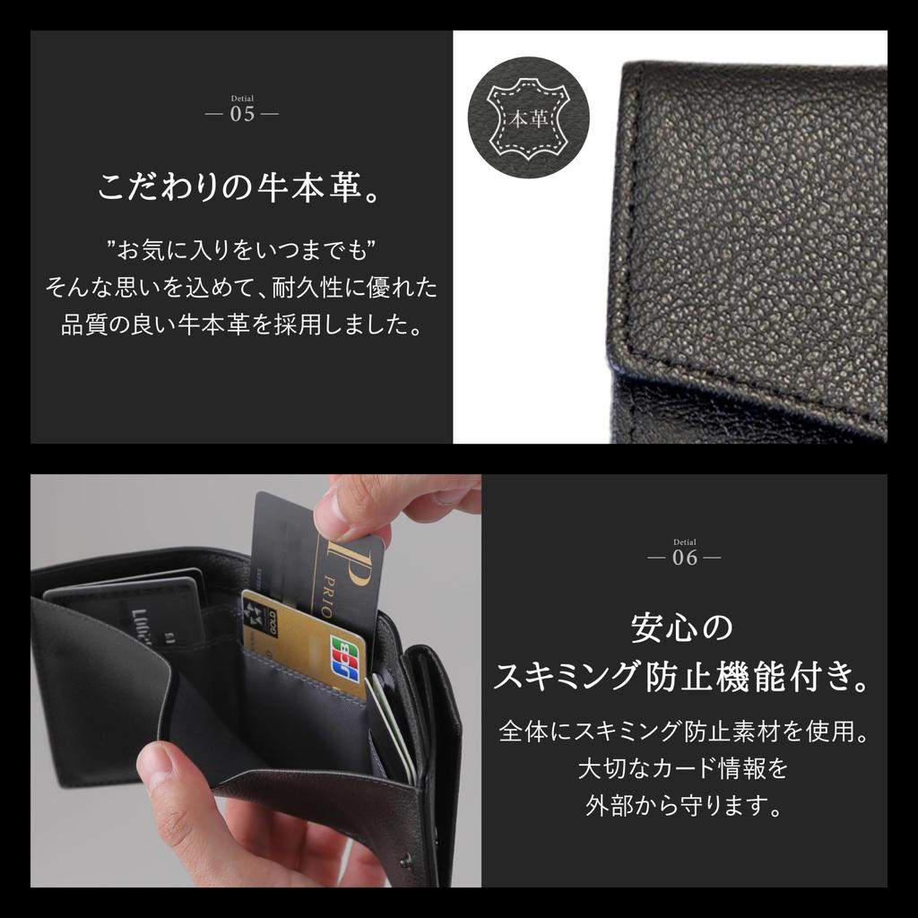 LS LASIEM Mini Folding bills without Compact Genuine Leather Small Wallet with Coin Purse and Card Black Men's Wallet, Tri-fold, "Stores folding"