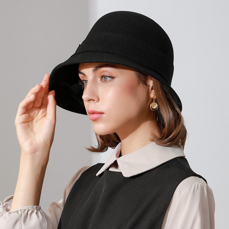 Automne Hiver Bowknot Pure Wool Hat 