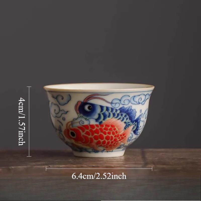 

Dragon Fish Triple Talisman Covered Bowl Home-use Chinese Tea Pitcher Single-piece Non-burning Tea Set with Lid Kung Fu