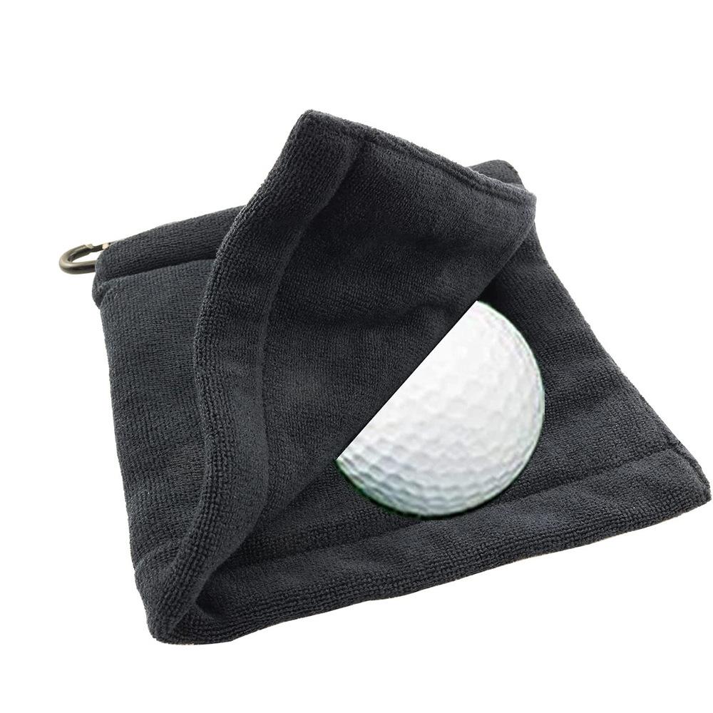 Square Microfiber Golf Ball Cleaning Towel with Carabiner Hook Water Absorption Cleaner Golf Club for Head Wipe Cloth Clean