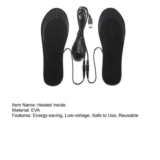 1 Pair Electric Heated Insoles Temperature Control Cuttable Reusable USB Heating Insoles Foot Warmer for Adults