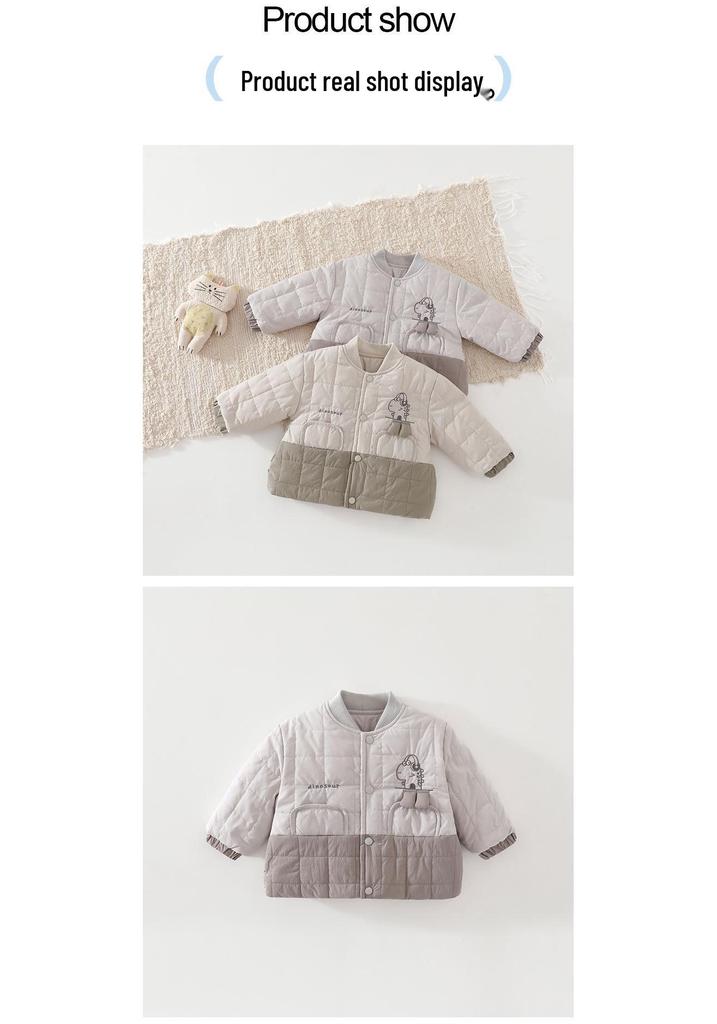 Giacca in Cotone con Elefantino Coreano e Musica Dinosauro per Neonati - Capo d'Abbigliamento Spesso per Bambini Piccoli Autunno/Inverno