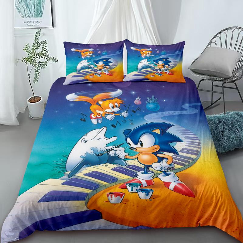 Cool Sonic Duvet Cover Set – Bedding Set, Duvet Cover for The Bedroom, Home Decor – Birthday Gifts for Kids and Teens