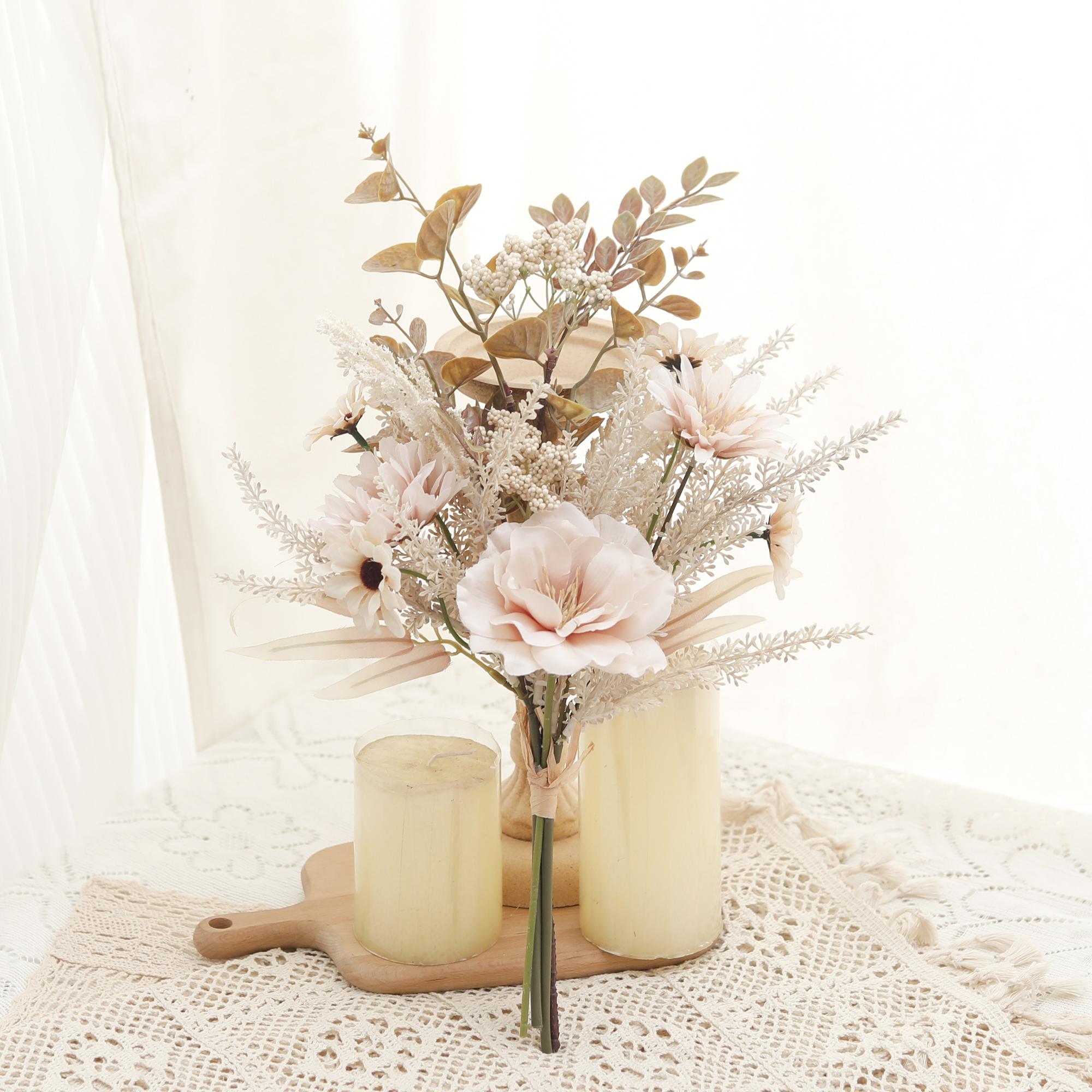 

Peony Artificial Flowers Silk Poppy Daisy Peony Mixed Simulation Flower Bouquet Home Table Decoration Fake Plants Wedding Decor шампанского