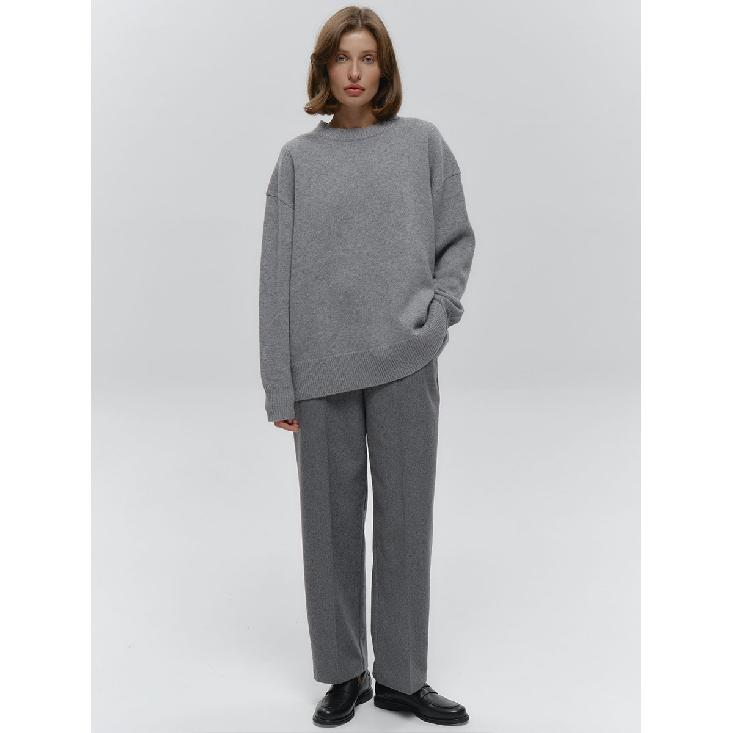 Women'S O-Neck Oversized Sweater Autumn Winter Thick Warm Loose Simple Solid Color Knitted Pullover Casual Jumper Top