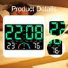 Digital Wall Clock LED Display Timer with Temperature Humidity Adjustable Brightness for Home Office Living Room Decor