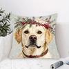 Charming Yellow Lab Dog Snowy Christmas Double Sided Pillowcase Floral Design Couch Bed Decor Cushion Cover