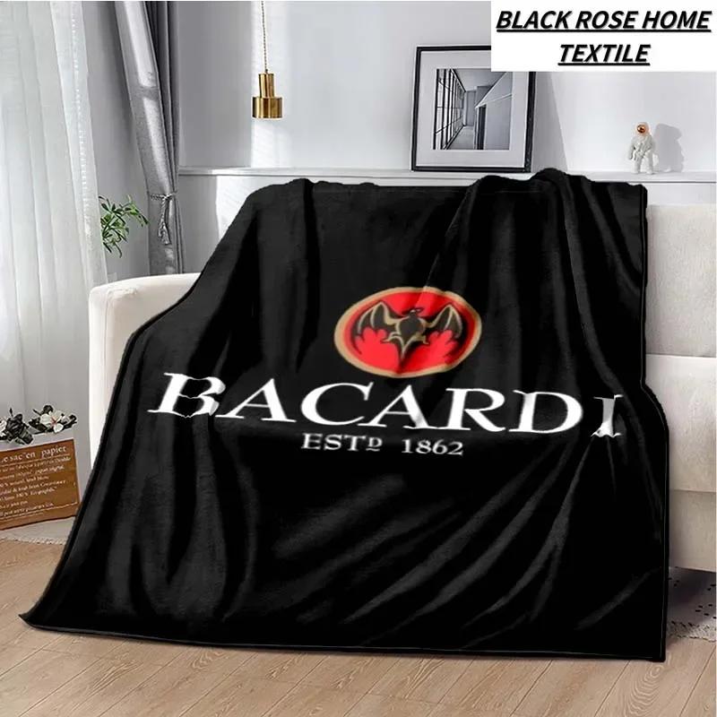 Fashionable Art Print Bacardi Rum Logo Blanket Family Bedroom Bed Sheet Outdoor Car Travel Camping Picnic Plush Sleeping Blanket