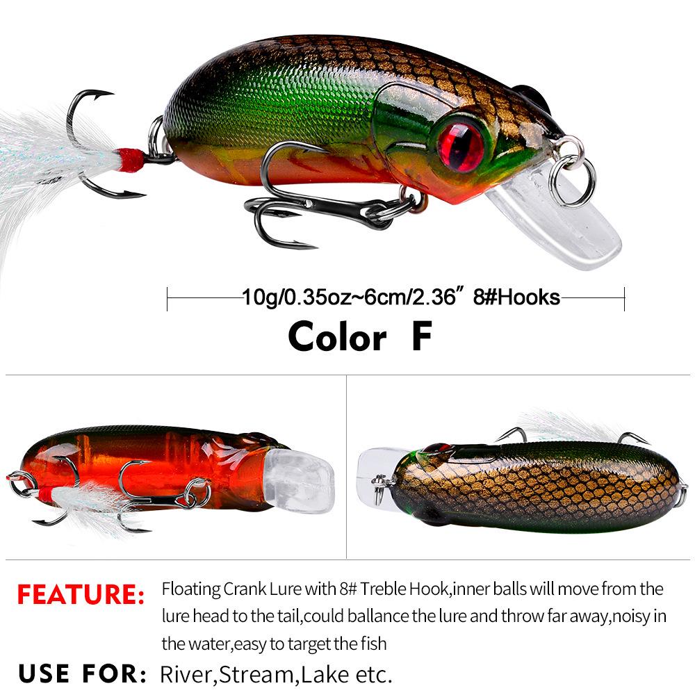 9-Color Mini Chubby Fishing Lure, 6.2cm, 10g, Model DW1109