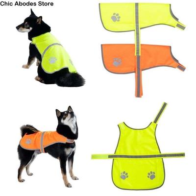 Reflective Dog Safety Vest Breathable Bright Orange Puppy Visibility Jacket Protective Yellow Pet Fluorescent Clothes