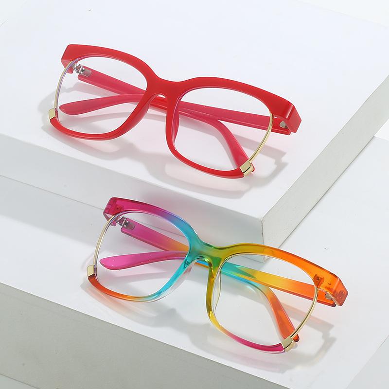 Large Frame Flat Glasses, Personalized Rainbow-Colored Glasses Frame, Can Be Equipped With Myopia Glasses, Glasses Frame