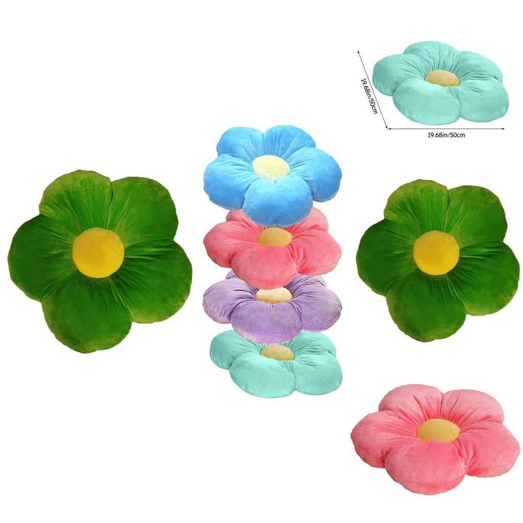 Cute Flower Cushion Home Decor Plush Toy With Colorful 6 Petal Cartoon Design