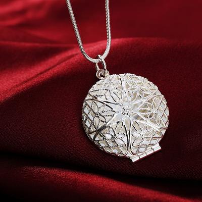 925 Ayar Gümüş Yuvarlak İçi Boş Kolye Düğün Moda Takıları