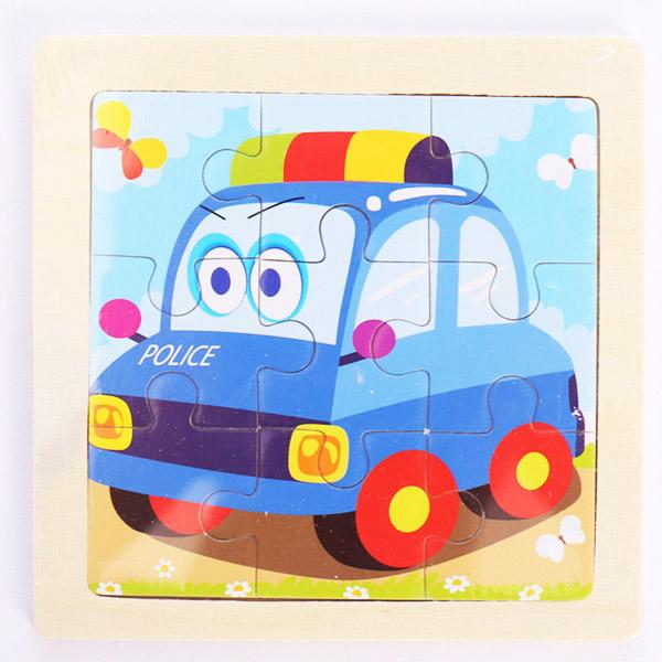 New 9 Piece Montessori Wooden Puzzle Cartoon Dinosaur Transportation Jigsaw 3d Puzzle Early Learning Educational Toys for Kids