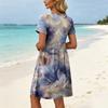 Women’s Short Sleeve Floral Print Casual Mini Dress Crew Neck Loose Fit Summer Sundress Soft Fabric Comfortable Style